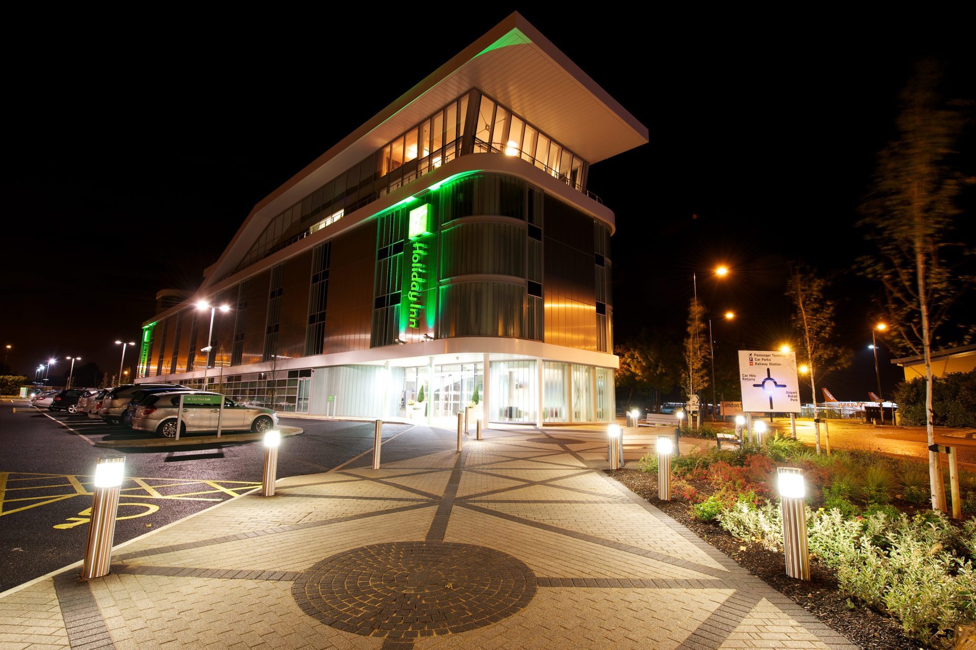 The Holiday Inn at night at London Southend Airport